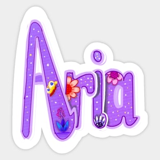 Aria popular girls first name. Personalized personalised customised name Aria Sticker